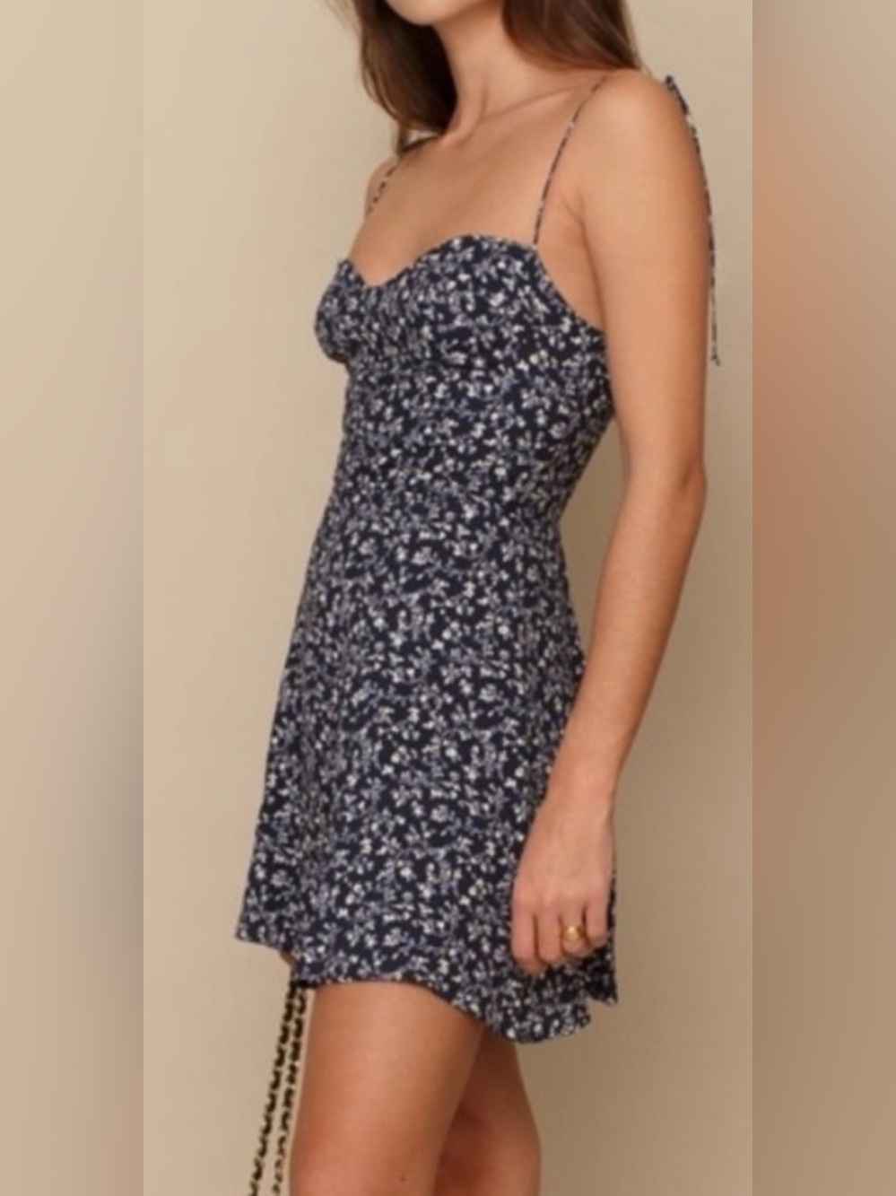 Reformation Saskia Mini Dress Blue & White Floral Midnight Size 0